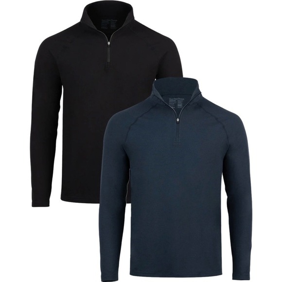 Fresh Clean Threads Other - FRESH CLEAN THREADS XL Lot 2 Quarter Zip Pullover Black Navy Performance Stretch